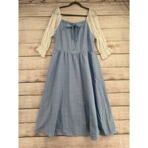 Scarlet Darkness Dorthy Off Shoulder Dress Womens XL Blue White Plaid